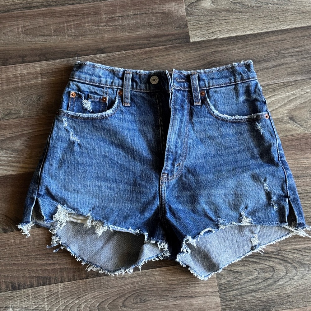 Abercrombie & Fitch Ripped Blue Jean Shorts